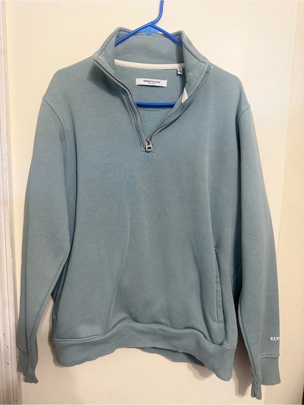 Kenneth Cole New York Men’s L Sage Green Quarter Zip Fleece Pullover Sweatshirt